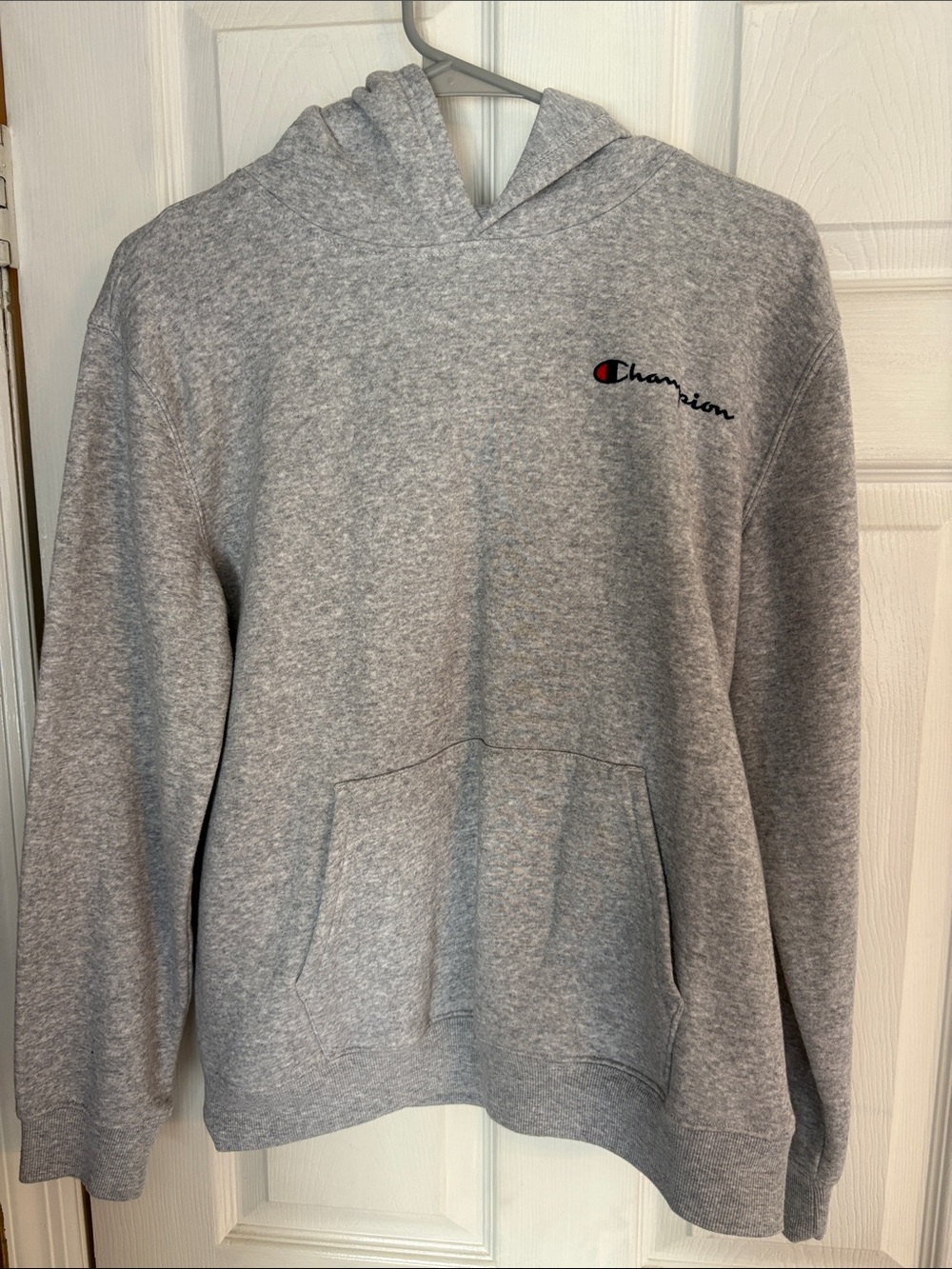 Champion Gray Crewneck Hoodie with Script Logo